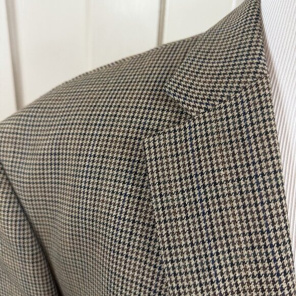 Ralph Lauren Houndstooth Lambswool Brown Tweed Blazer 46R LARP Cosplay Preppy - Picture 3 of 10